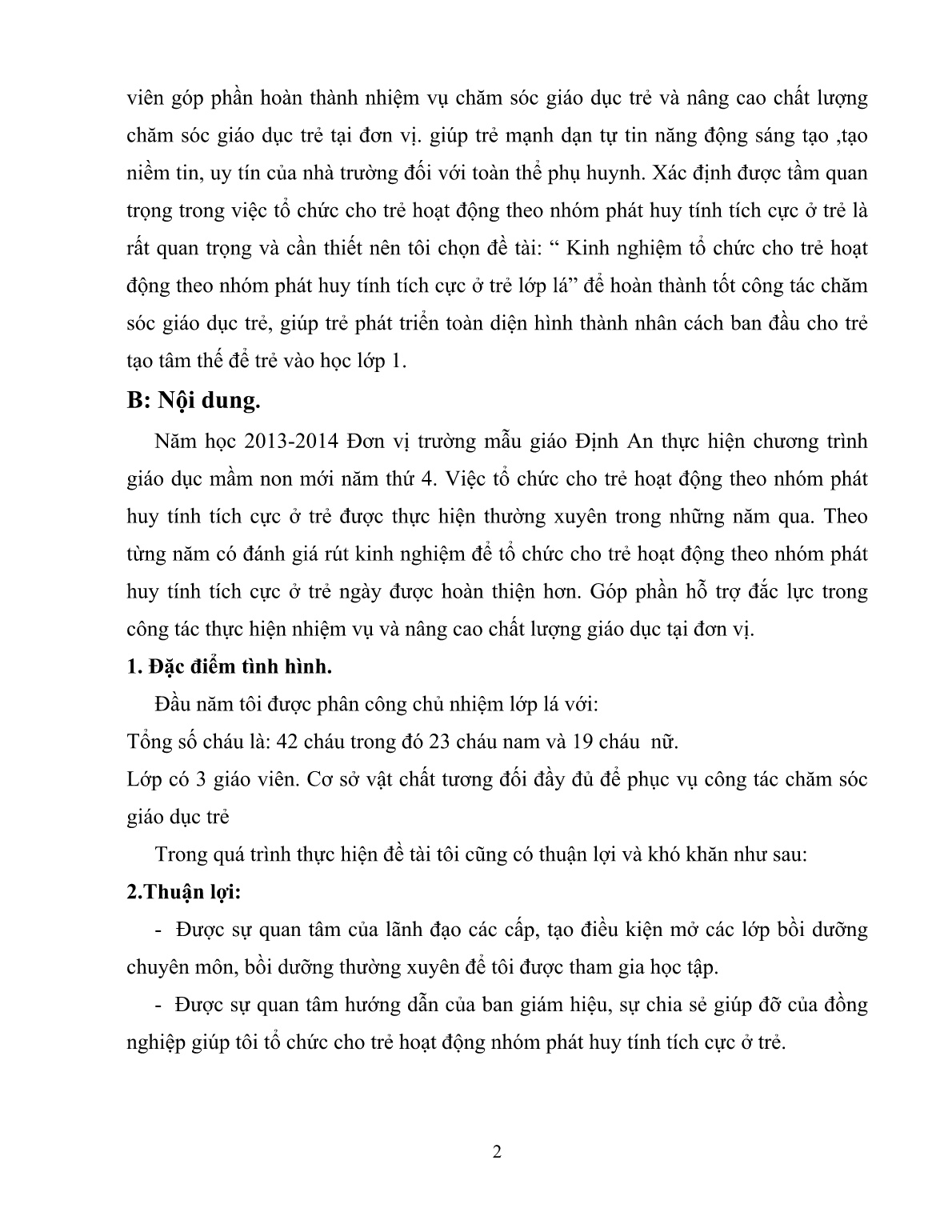 SKKN Kinh nghiệm tổ chức cho trẻ hoạt động theo nhóm phát huy tính tích cực ở trẻ lớp Lá trang 2 SKKN Kinh nghiệm tổ chức cho trẻ hoạt động theo nhóm phát huy tính tích cực ở trẻ lớp Lá trang 2