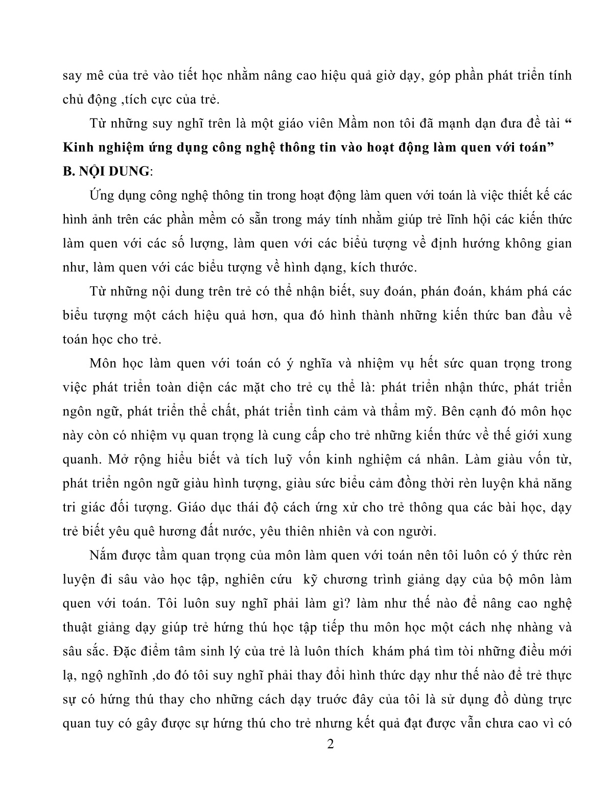 SKKN Kinh nghiệm ứng dụng công nghệ thông tin vào hoạt động làm quen với toán trang 2 SKKN Kinh nghiệm ứng dụng công nghệ thông tin vào hoạt động làm quen với toán trang 2