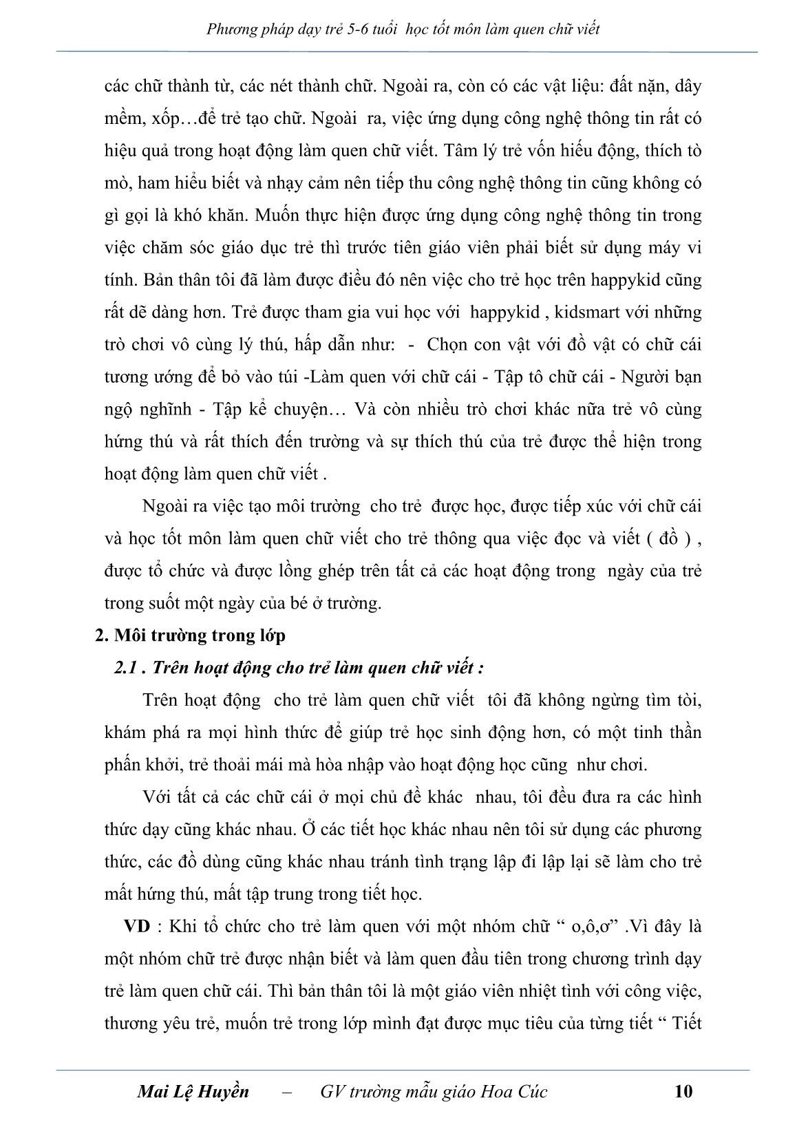Sáng kiến kinh nghiệm Phương pháp dạy trẻ 5-6 tuổi học tốt môn Làm quen chữ viết trang 10 Sáng kiến kinh nghiệm Phương pháp dạy trẻ 5-6 tuổi học tốt môn Làm quen chữ viết trang 10