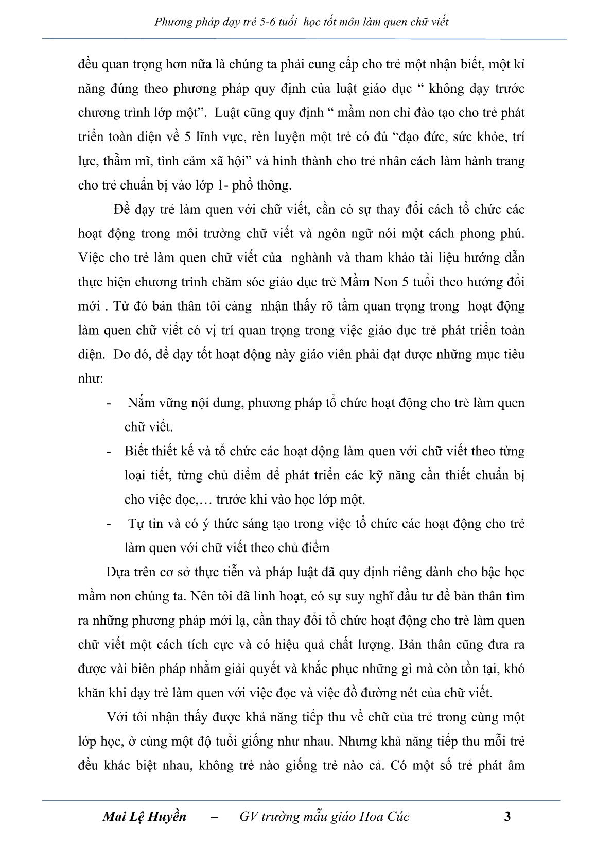 Sáng kiến kinh nghiệm Phương pháp dạy trẻ 5-6 tuổi học tốt môn Làm quen chữ viết trang 3 Sáng kiến kinh nghiệm Phương pháp dạy trẻ 5-6 tuổi học tốt môn Làm quen chữ viết trang 3