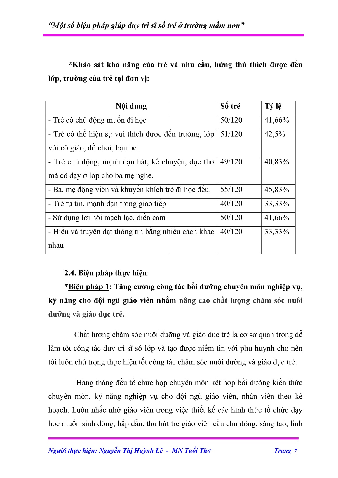 Sáng kiến kinh nghiệm Một số biện pháp giúp duy trì sĩ số trẻ ở trường mầm non trang 7
