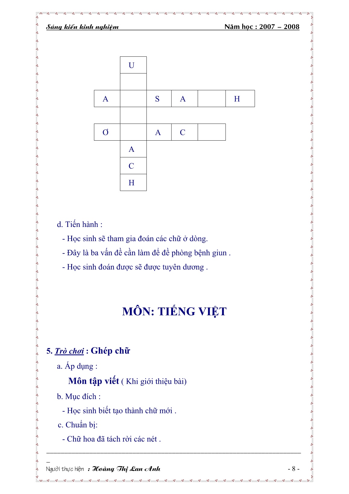 Sáng kiến kinh nghiệm Áp dụng một số trò chơi học tập vào giảng dạy ở Lớp 2 trang 8 Sáng kiến kinh nghiệm Áp dụng một số trò chơi học tập vào giảng dạy ở Lớp 2 trang 8