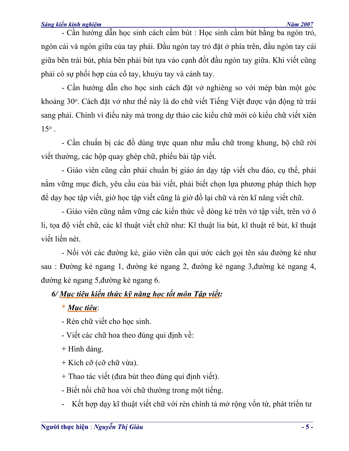 SKKN Biện pháp nâng cao hiệu quả học phân môn Tập viết Lớp1/2 trường tiểu học Định Hiệp, Dầu Tiếng, Bình Dương trang 5 SKKN Biện pháp nâng cao hiệu quả học phân môn Tập viết Lớp1/2 trường tiểu học Định Hiệp, Dầu Tiếng, Bình Dương trang 5