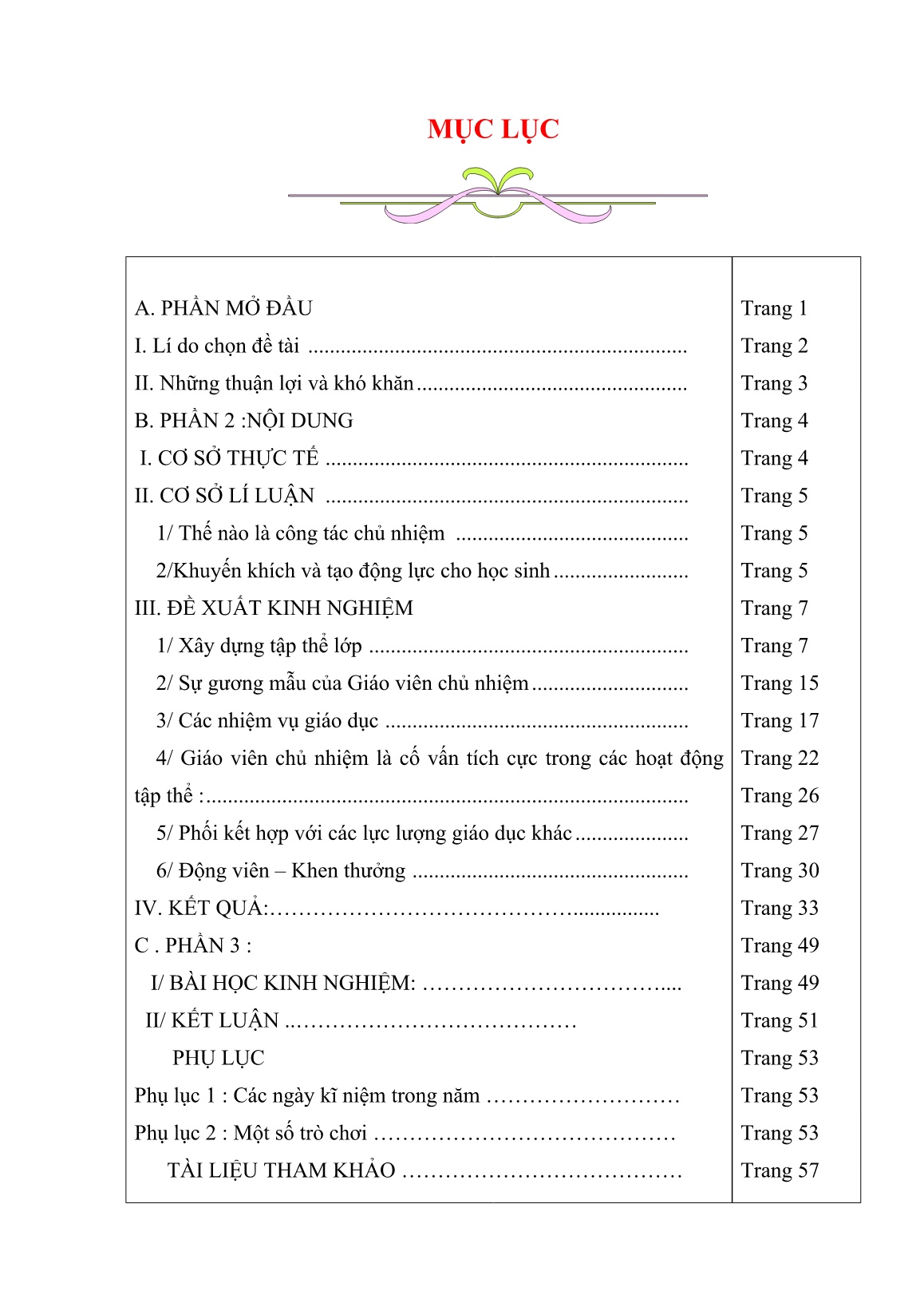 Sáng kiến kinh nghiệm Một số kinh nghiệm giáo dục trong công tác sinh hoạt chủ nhiệm lớp trang 1
