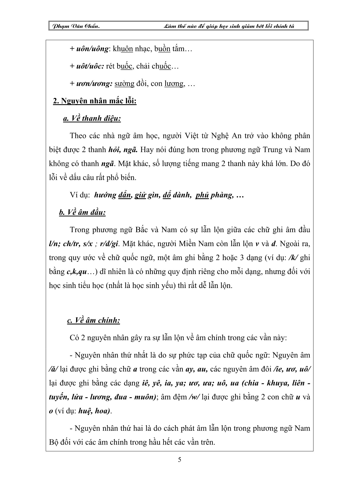 Sáng kiến kinh nghiệm Làm thế nào để giúp học sinh giảm bớt lỗi chính tả trang 5 Sáng kiến kinh nghiệm Làm thế nào để giúp học sinh giảm bớt lỗi chính tả trang 5