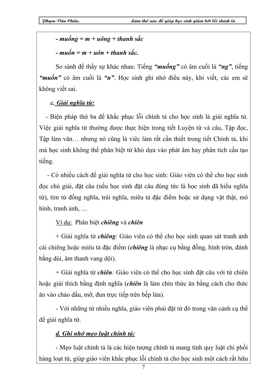 Sáng kiến kinh nghiệm Làm thế nào để giúp học sinh giảm bớt lỗi chính tả trang 7 Sáng kiến kinh nghiệm Làm thế nào để giúp học sinh giảm bớt lỗi chính tả trang 7