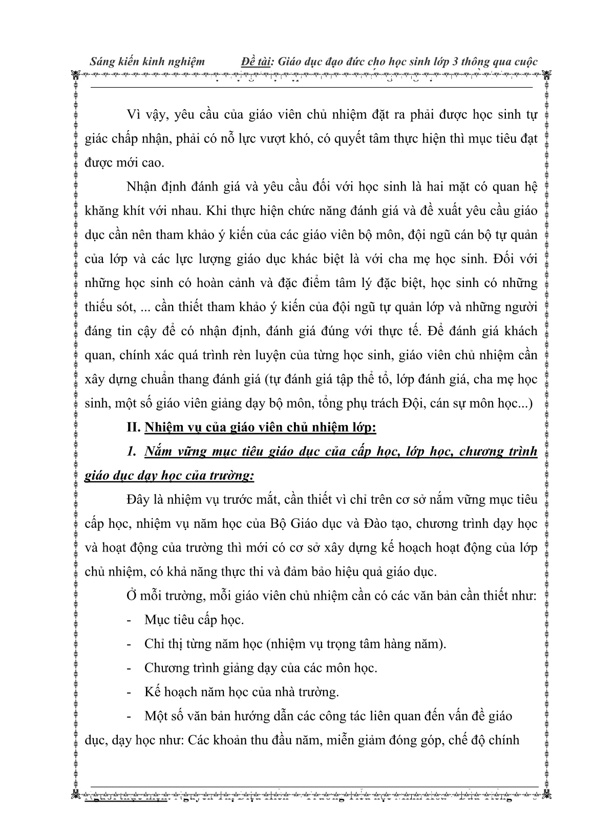 SKKN Giáo dục đạo đức cho học sinh Lớp 3 thông qua cuộc vận động Học tập và làm theo tấm gương đạo đức Hồ Chí Minh trang 6 SKKN Giáo dục đạo đức cho học sinh Lớp 3 thông qua cuộc vận động Học tập và làm theo tấm gương đạo đức Hồ Chí Minh trang 6