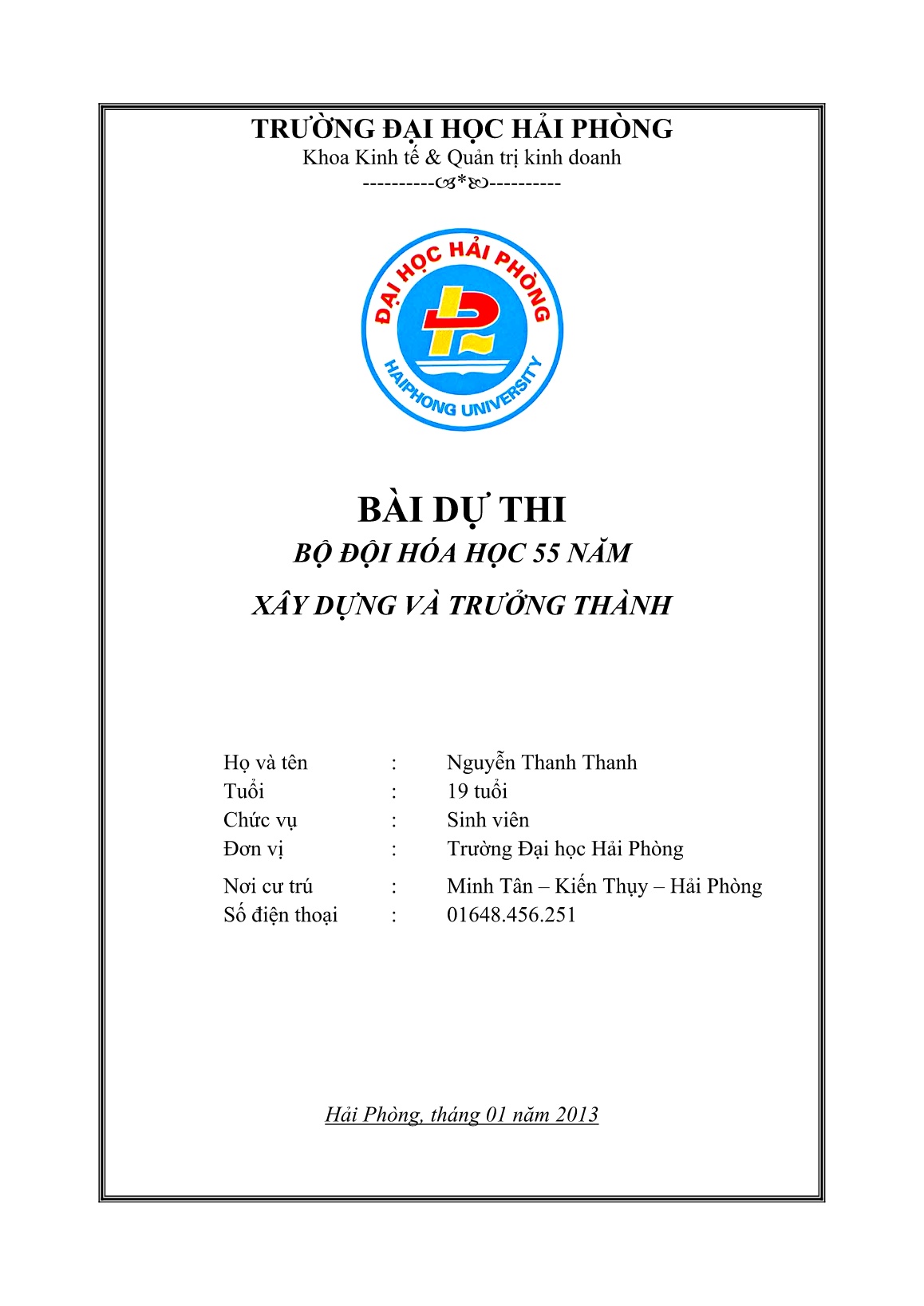 Đề tài Bộ đội hóa học 55 năm: Xây dựng và trưởng thành trang 1