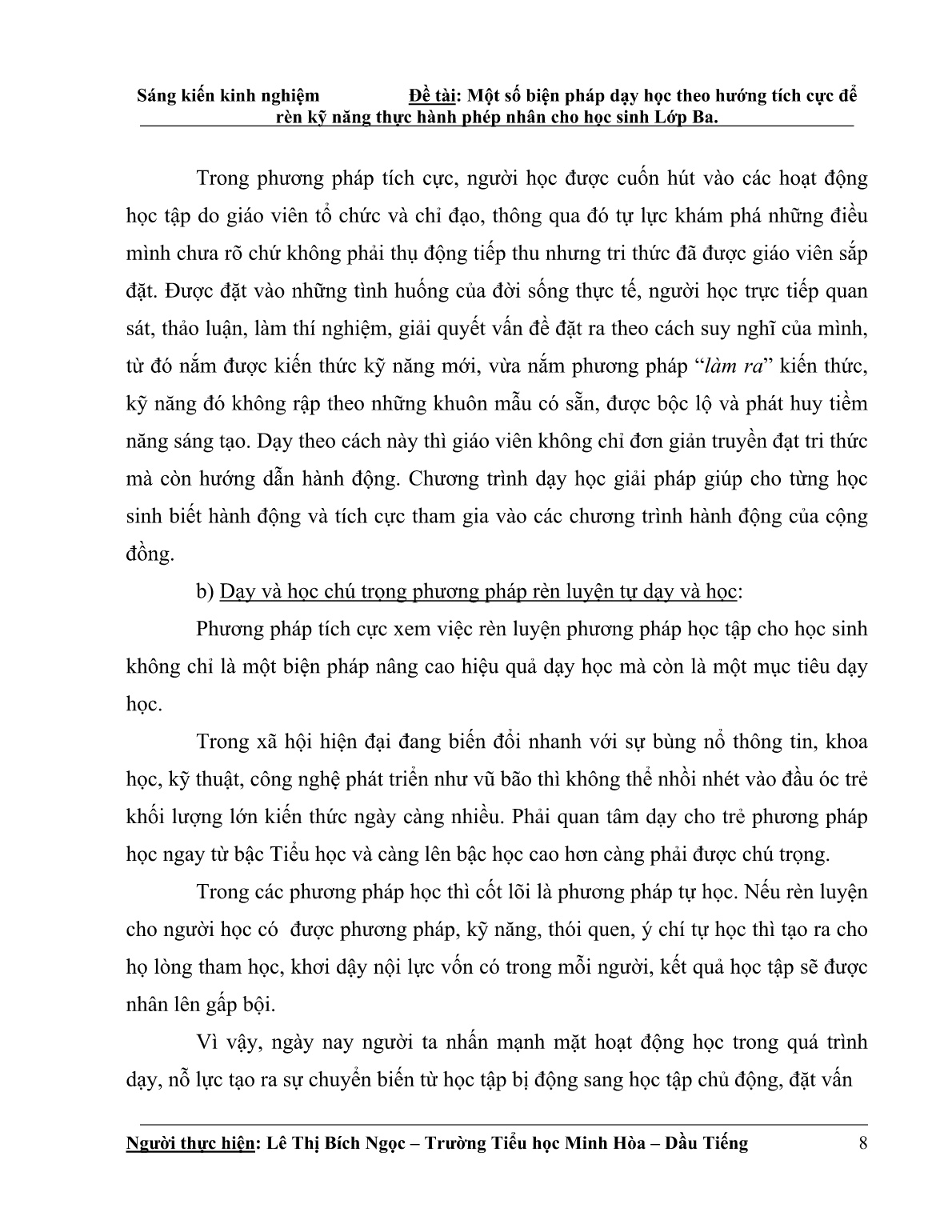 SKKN Một số biện pháp dạy học theo hướng tích cực để rèn kỹ năng thực hành phép nhân cho học sinh Lớp 3 trang 8 SKKN Một số biện pháp dạy học theo hướng tích cực để rèn kỹ năng thực hành phép nhân cho học sinh Lớp 3 trang 8