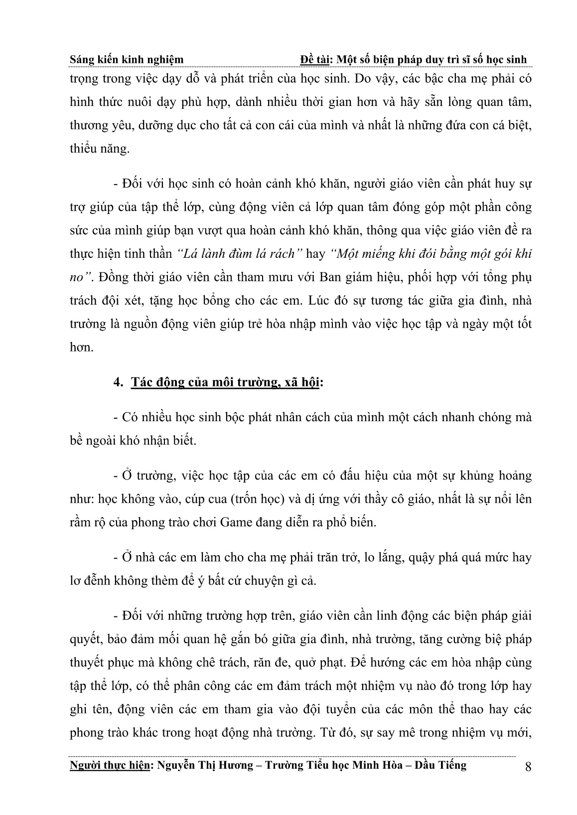 Sáng kiến kinh nghiệm Một số biện pháp duy trì sĩ số học sinh trang 8 Sáng kiến kinh nghiệm Một số biện pháp duy trì sĩ số học sinh trang 8