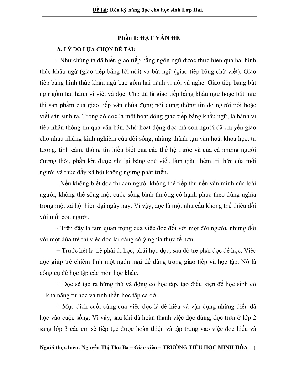 Sáng kiến kinh nghiệm Rèn kĩ năng đọc cho học sinh Lớp 2 trang 1 Sáng kiến kinh nghiệm Rèn kĩ năng đọc cho học sinh Lớp 2 trang 1