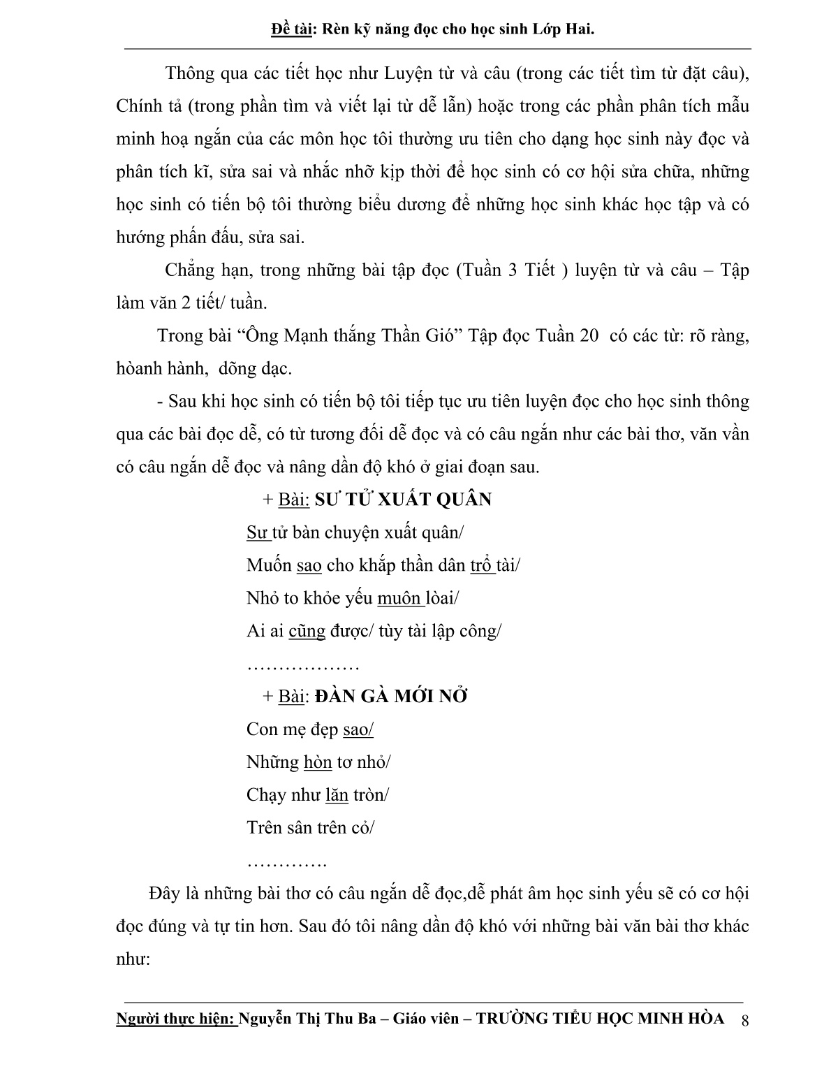 Sáng kiến kinh nghiệm Rèn kĩ năng đọc cho học sinh Lớp 2 trang 8 Sáng kiến kinh nghiệm Rèn kĩ năng đọc cho học sinh Lớp 2 trang 8