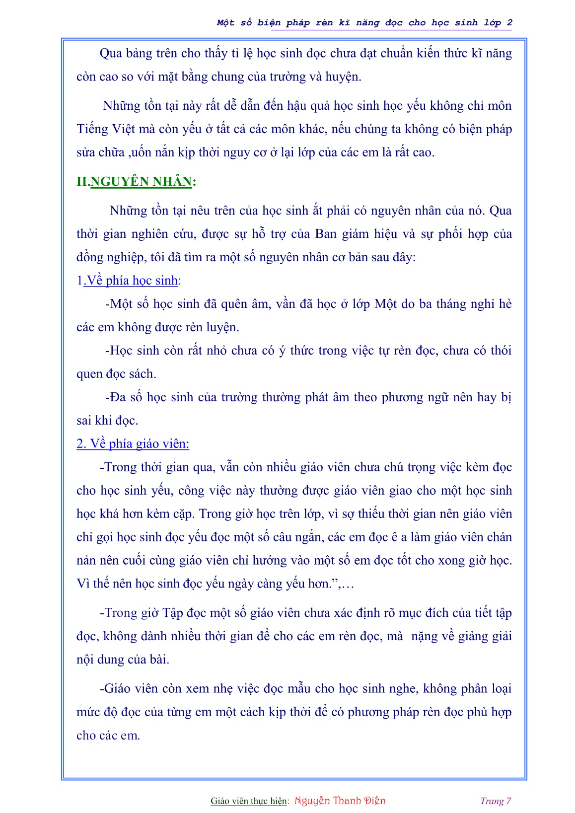 Sáng kiến kinh nghiệm Một số biện pháp rèn kĩ năng đọc cho học sinh Lớp 2 trang 7 Sáng kiến kinh nghiệm Một số biện pháp rèn kĩ năng đọc cho học sinh Lớp 2 trang 7