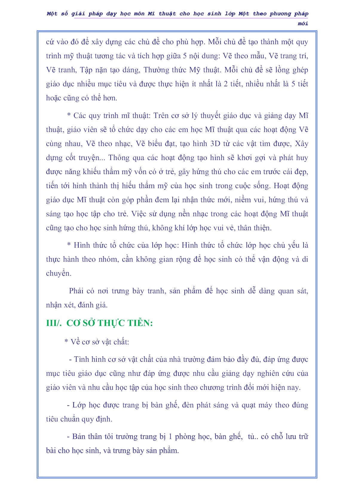 Sáng kiến kinh nghiệm Một số giải pháp dạy học môn Mĩ thuật cho học sinh Lớp Một theo phương pháp mới trang 6 Sáng kiến kinh nghiệm Một số giải pháp dạy học môn Mĩ thuật cho học sinh Lớp Một theo phương pháp mới trang 6