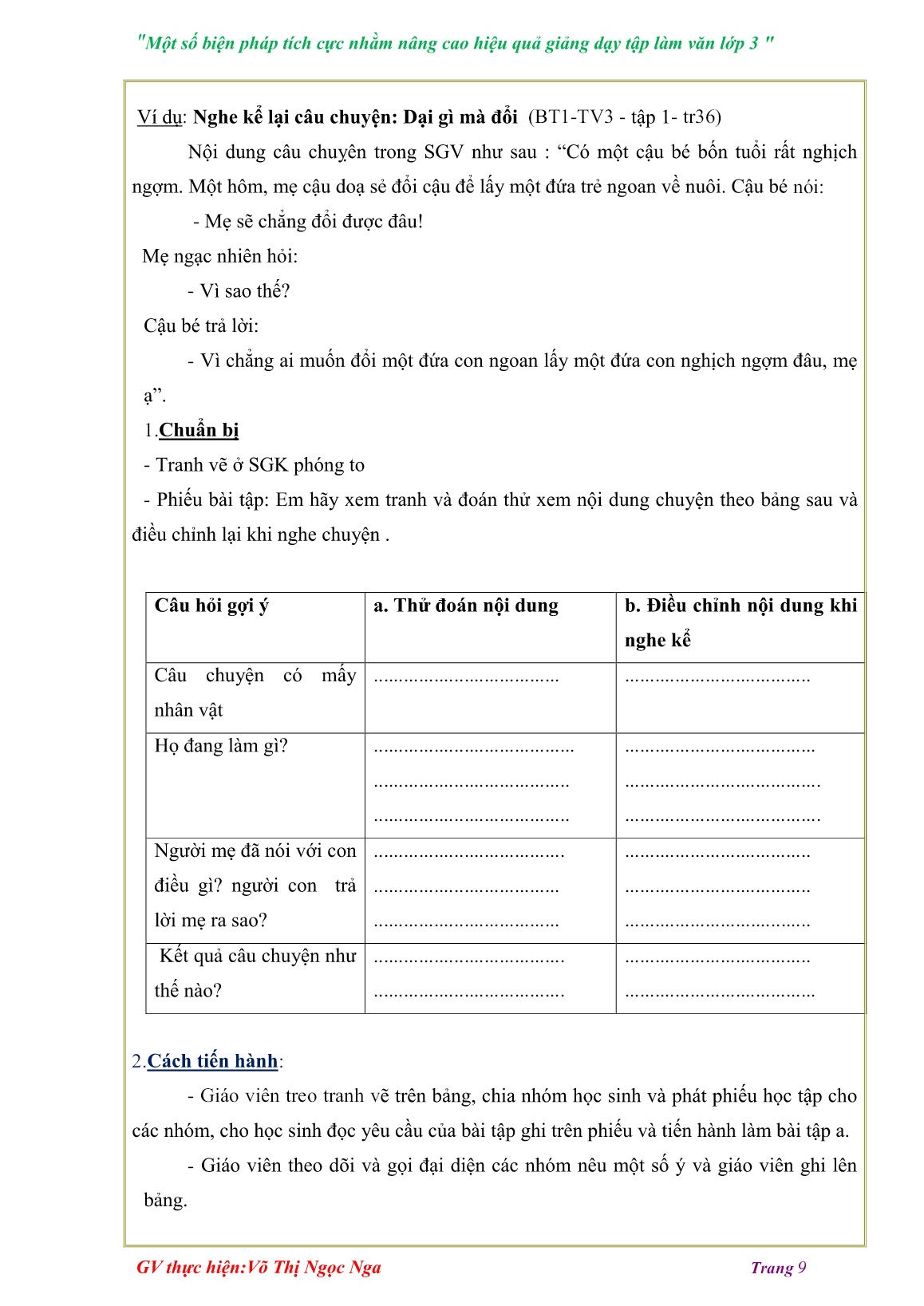 Sáng kiến kinh nghiệm Một số biện pháp tích cực nhằm nâng cao hiệu quả giảng dạy Tập làm văn Lớp 3 trang 9 Sáng kiến kinh nghiệm Một số biện pháp tích cực nhằm nâng cao hiệu quả giảng dạy Tập làm văn Lớp 3 trang 9