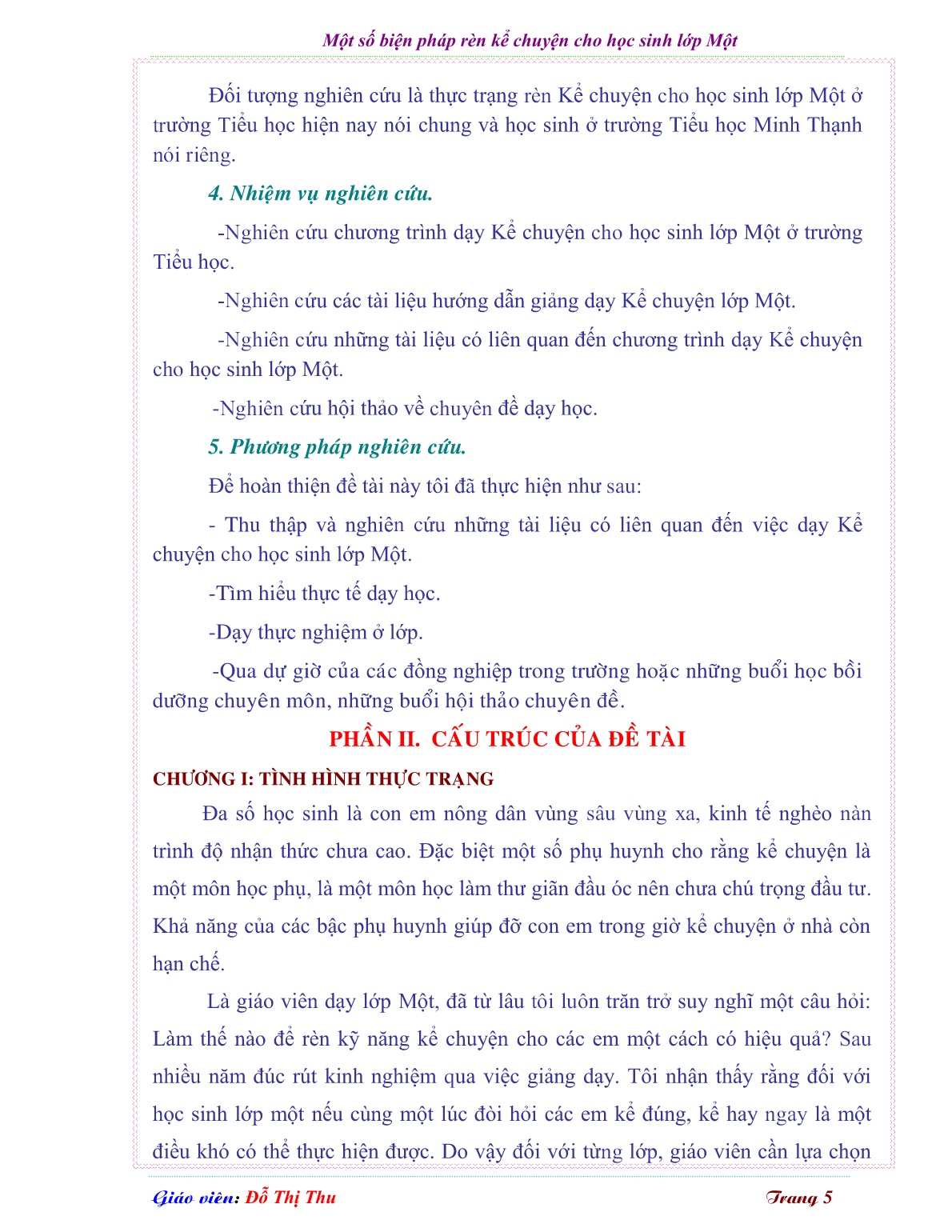 Sáng kiến kinh nghiệm Một số biện pháp rèn kể chuyện cho học sinh Lớp Một trang 5 Sáng kiến kinh nghiệm Một số biện pháp rèn kể chuyện cho học sinh Lớp Một trang 5