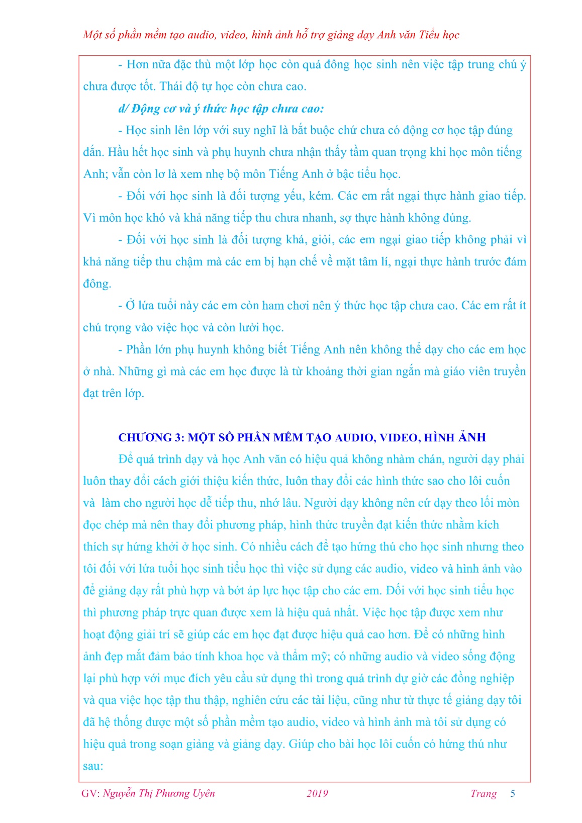 Sáng kiến kinh nghiệm Một số phần mềm tạo audio, video, hình ảnh hỗ trợ giảng dạy Anh văn Tiểu học trang 5