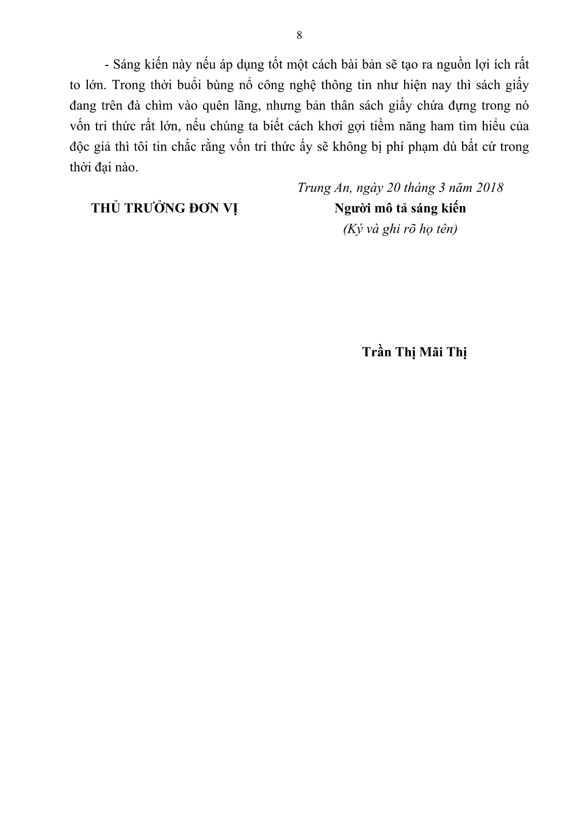 Mô tả Sáng kiến Một số giải pháp để thư viện hoạt động hiệu quả tại trường THPT Trung An năm học 2017-2018 trang 8