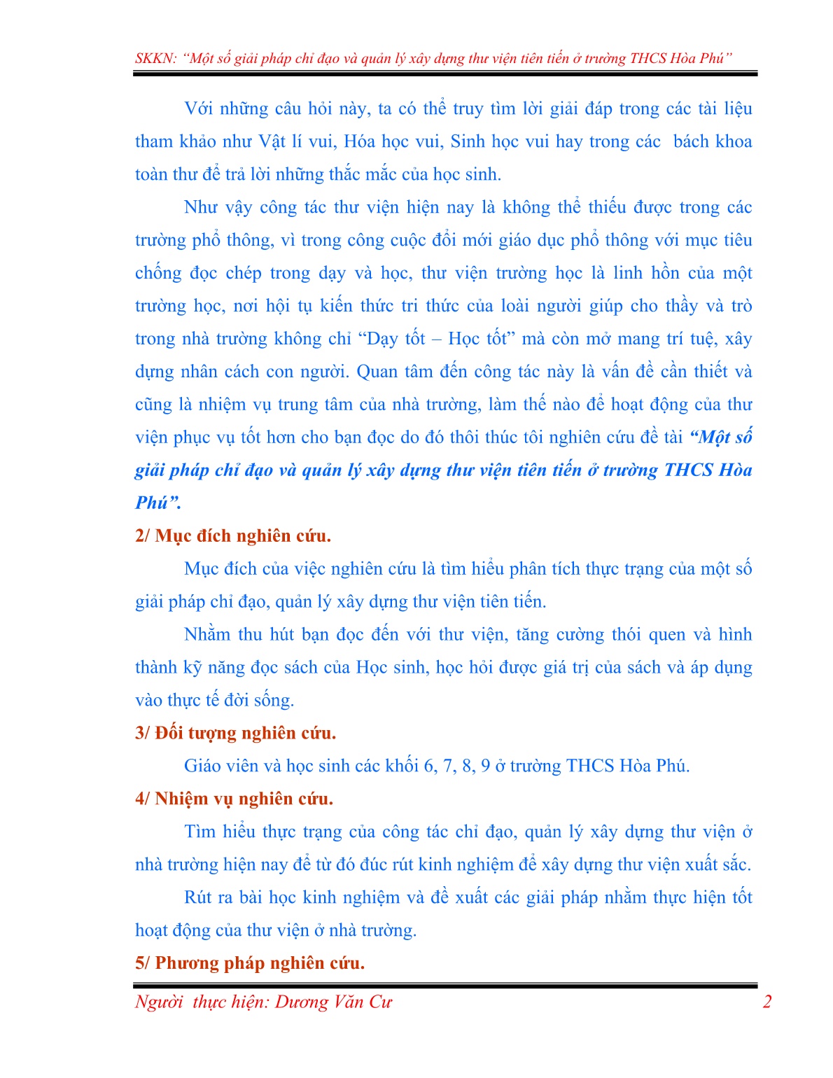 Sáng kiến kinh nghiệm Một số giải pháp chỉ đạo và quản lý xây dựng thư viện tiên tiến ở trường THCS Hòa Phú trang 2 Sáng kiến kinh nghiệm Một số giải pháp chỉ đạo và quản lý xây dựng thư viện tiên tiến ở trường THCS Hòa Phú trang 2