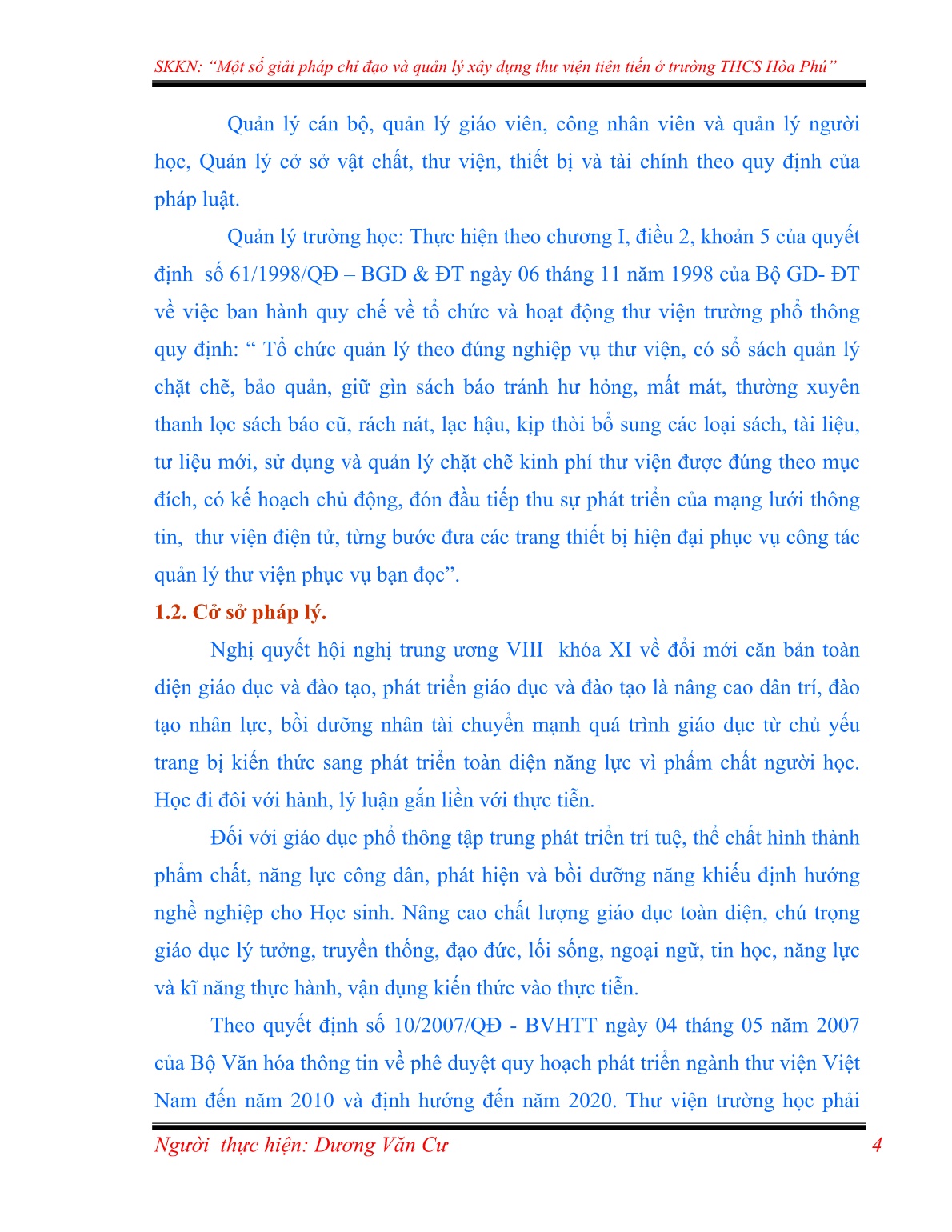 Sáng kiến kinh nghiệm Một số giải pháp chỉ đạo và quản lý xây dựng thư viện tiên tiến ở trường THCS Hòa Phú trang 4 Sáng kiến kinh nghiệm Một số giải pháp chỉ đạo và quản lý xây dựng thư viện tiên tiến ở trường THCS Hòa Phú trang 4