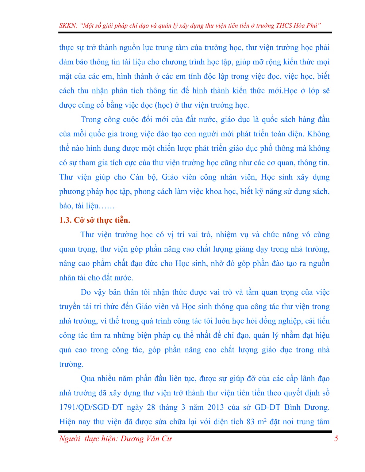 Sáng kiến kinh nghiệm Một số giải pháp chỉ đạo và quản lý xây dựng thư viện tiên tiến ở trường THCS Hòa Phú trang 5 Sáng kiến kinh nghiệm Một số giải pháp chỉ đạo và quản lý xây dựng thư viện tiên tiến ở trường THCS Hòa Phú trang 5