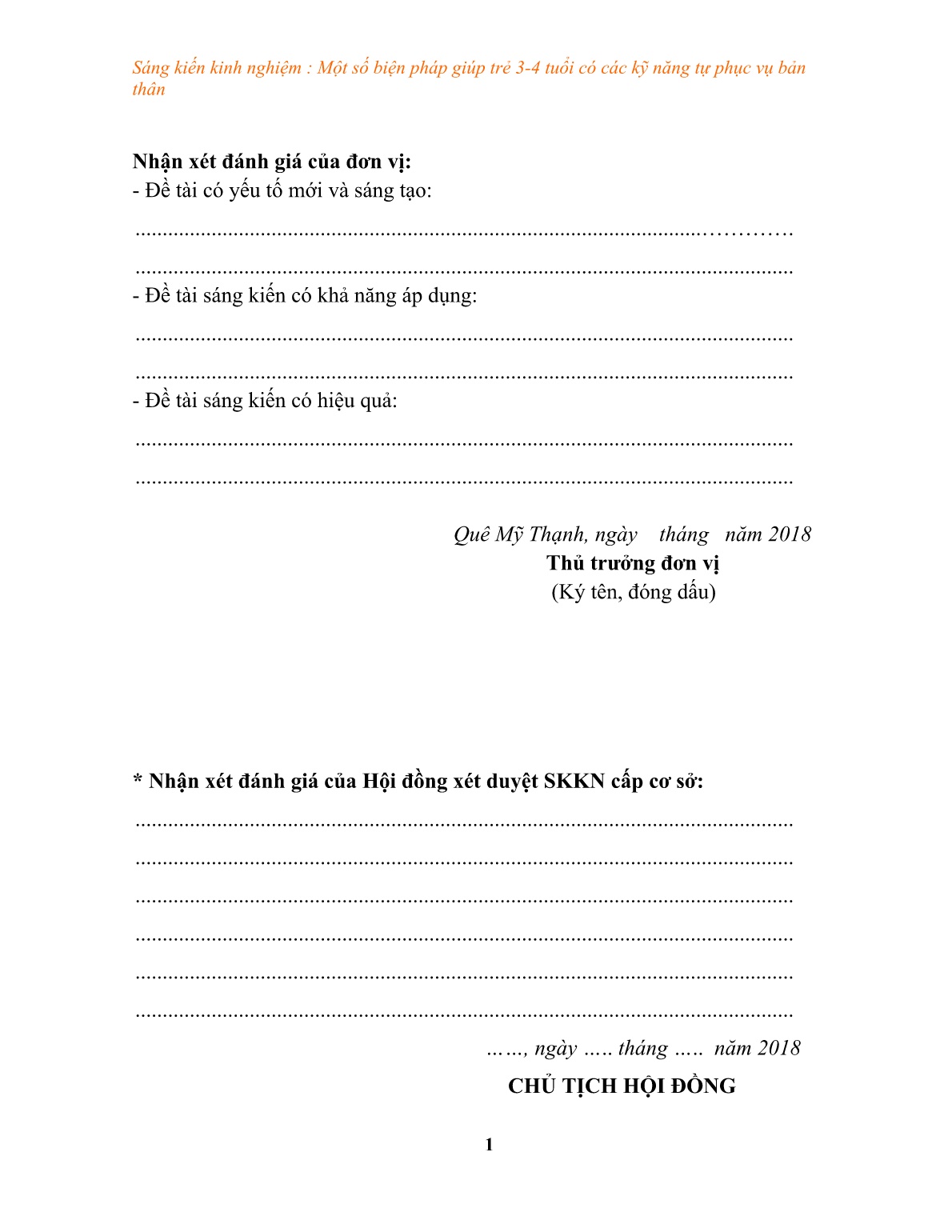 Sáng kiến kinh nghiệm Một số biện pháp giúp trẻ 3-4 tuổi có các kỹ năng tự phục vụ bản thân trang 1 Sáng kiến kinh nghiệm Một số biện pháp giúp trẻ 3-4 tuổi có các kỹ năng tự phục vụ bản thân trang 1