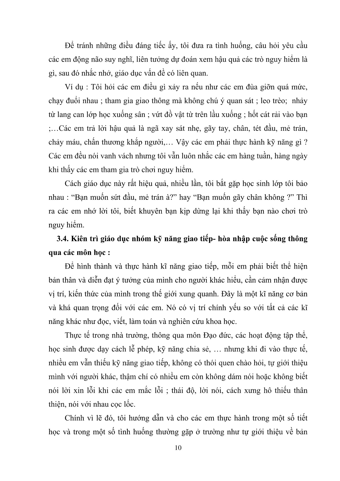 Sáng kiến kinh nghiệm Một số kinh nghiệm giáo dục kĩ năng sống quan trọng cho học sinh Lớp 3 trang 10 Sáng kiến kinh nghiệm Một số kinh nghiệm giáo dục kĩ năng sống quan trọng cho học sinh Lớp 3 trang 10