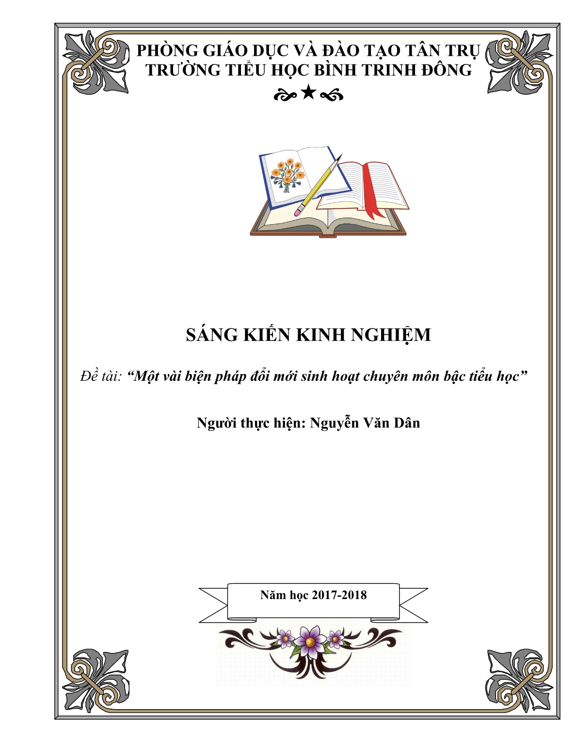 Sáng kiến kinh nghiệm Một vài biện pháp đổi mới sinh hoạt chuyên môn bậc tiểu học trang 1