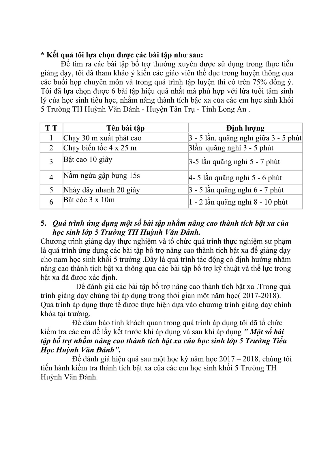 SKKN Một số bài tập bổ trợ nhằm nâng cao thành tích bật xa của học sinh Lớp 5 Trường Tiểu Học Huỳnh Văn Đảnh trang 5 SKKN Một số bài tập bổ trợ nhằm nâng cao thành tích bật xa của học sinh Lớp 5 Trường Tiểu Học Huỳnh Văn Đảnh trang 5