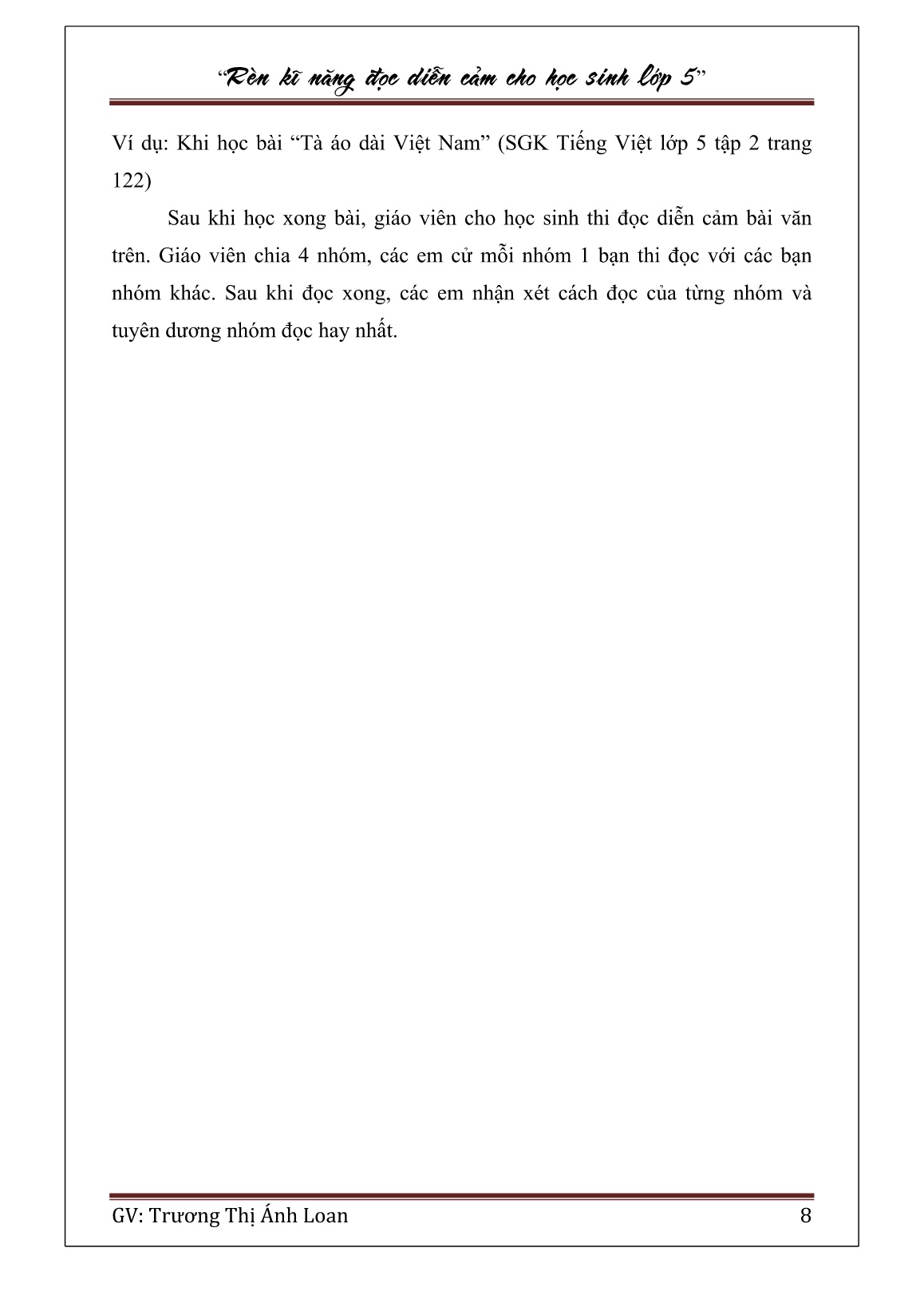 Sáng kiến kinh nghiệm Rèn kĩ năng đọc diễn cảm cho học sinh Lớp 5 trang 8 Sáng kiến kinh nghiệm Rèn kĩ năng đọc diễn cảm cho học sinh Lớp 5 trang 8