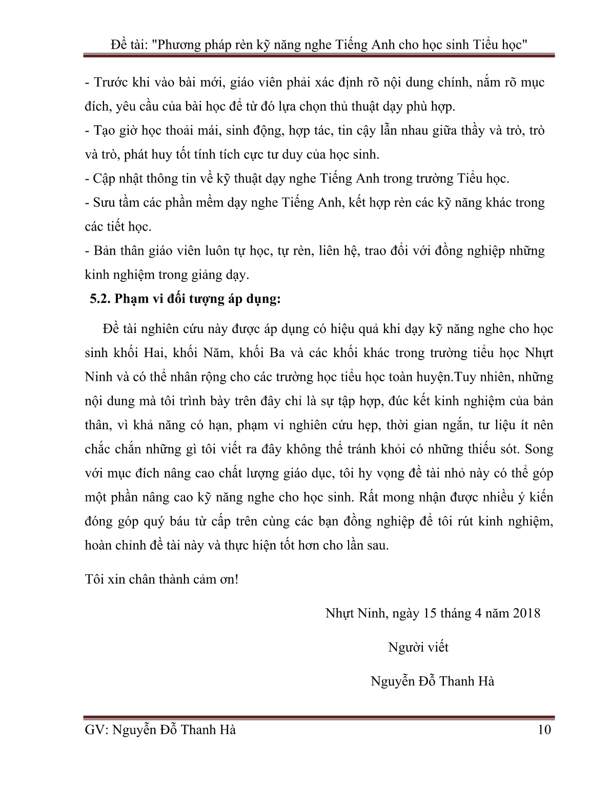Sáng kiến kinh nghiệm Phương pháp rèn kỹ năng nghe Tiếng Anh cho học sinh Tiểu học trang 10 Sáng kiến kinh nghiệm Phương pháp rèn kỹ năng nghe Tiếng Anh cho học sinh Tiểu học trang 10