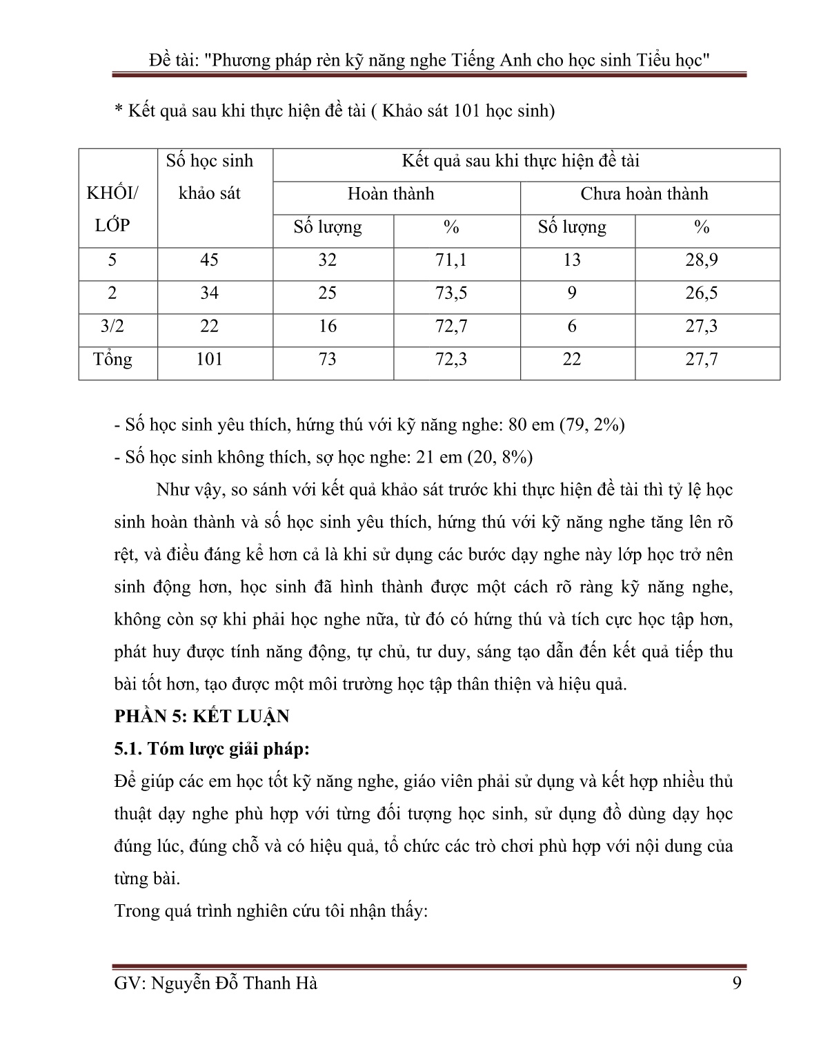Sáng kiến kinh nghiệm Phương pháp rèn kỹ năng nghe Tiếng Anh cho học sinh Tiểu học trang 9 Sáng kiến kinh nghiệm Phương pháp rèn kỹ năng nghe Tiếng Anh cho học sinh Tiểu học trang 9