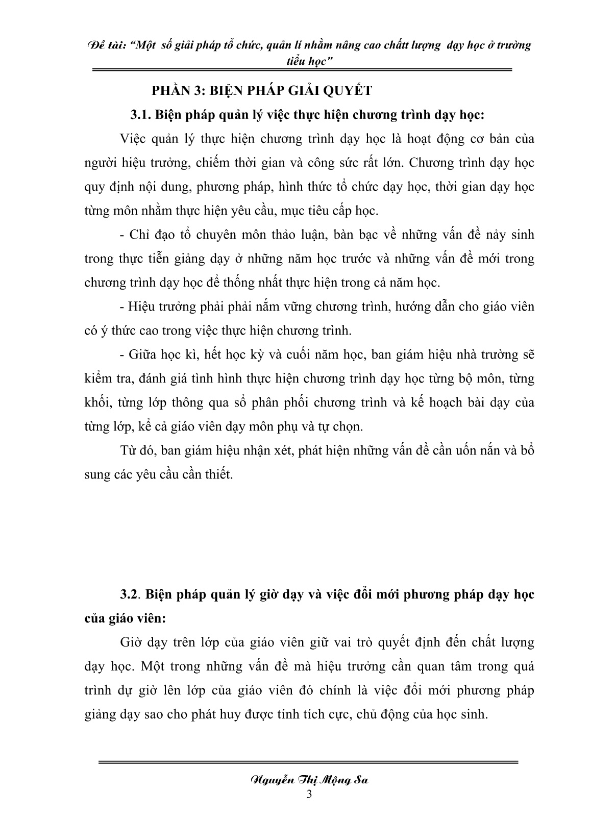 Sáng kiến kinh nghiệm Một số giải pháp tổ chức, quản lí nhằm nâng cao chất lượng dạy học ở trường tiểu học trang 3 Sáng kiến kinh nghiệm Một số giải pháp tổ chức, quản lí nhằm nâng cao chất lượng dạy học ở trường tiểu học trang 3