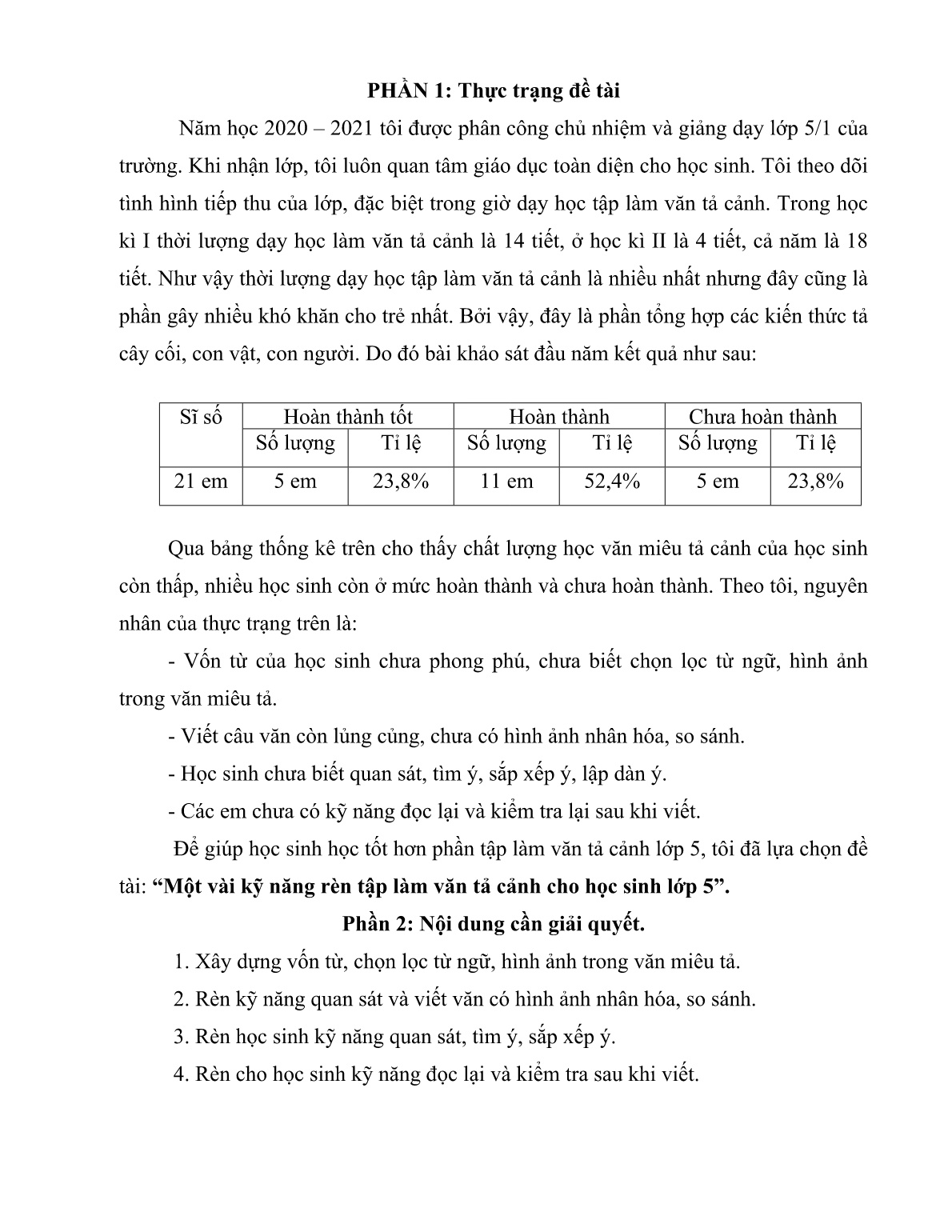 Sáng kiến kinh nghiệm Một vài kỹ năng rèn tập làm văn tả cảnh cho học sinh Lớp 5 trang 4 Sáng kiến kinh nghiệm Một vài kỹ năng rèn tập làm văn tả cảnh cho học sinh Lớp 5 trang 4