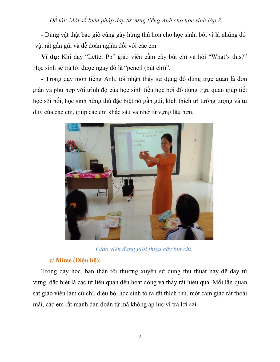 Sáng kiến kinh nghiệm Một số biện pháp dạy từ vựng tiếng Anh cho học sinh Lớp 2 trang 7 Sáng kiến kinh nghiệm Một số biện pháp dạy từ vựng tiếng Anh cho học sinh Lớp 2 trang 7