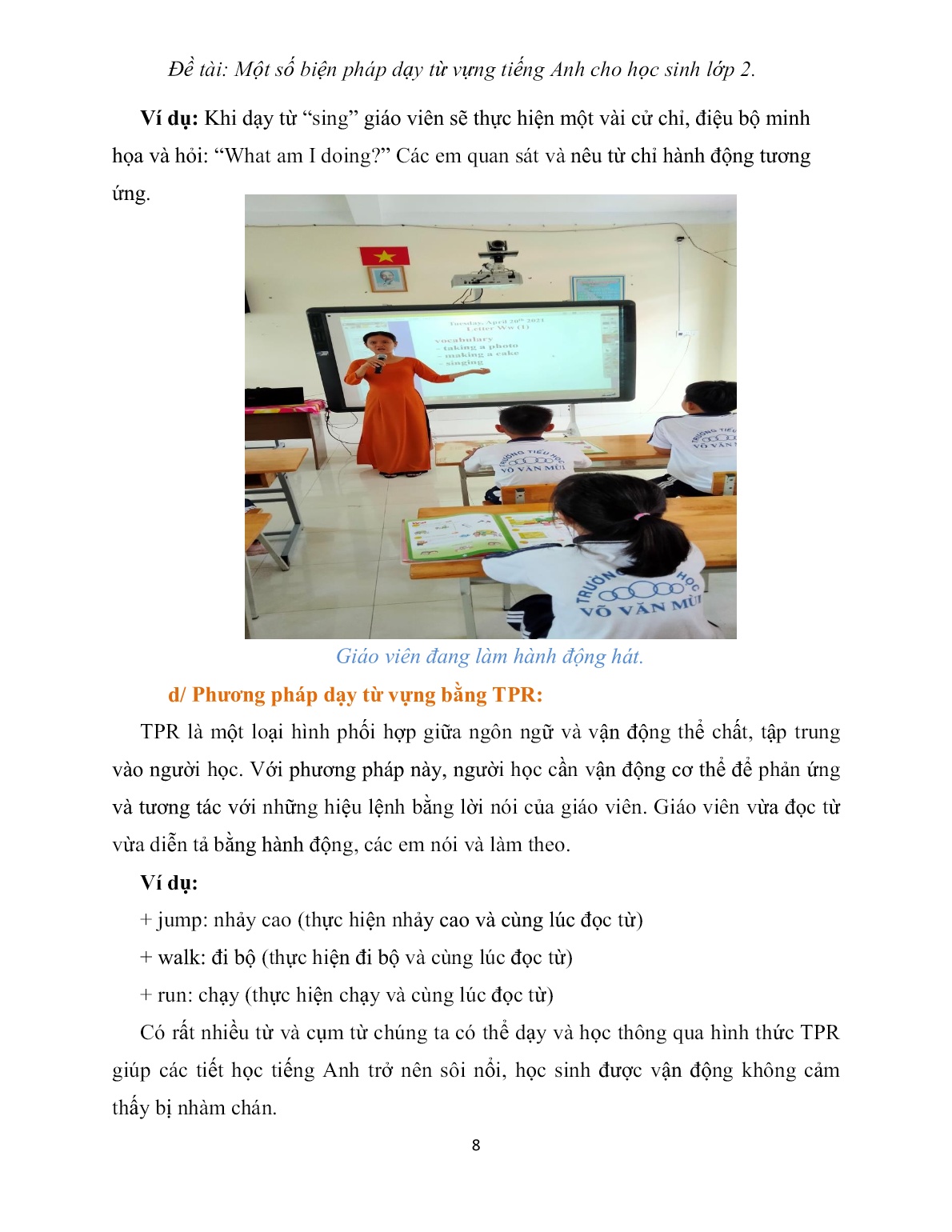 Sáng kiến kinh nghiệm Một số biện pháp dạy từ vựng tiếng Anh cho học sinh Lớp 2 trang 8 Sáng kiến kinh nghiệm Một số biện pháp dạy từ vựng tiếng Anh cho học sinh Lớp 2 trang 8