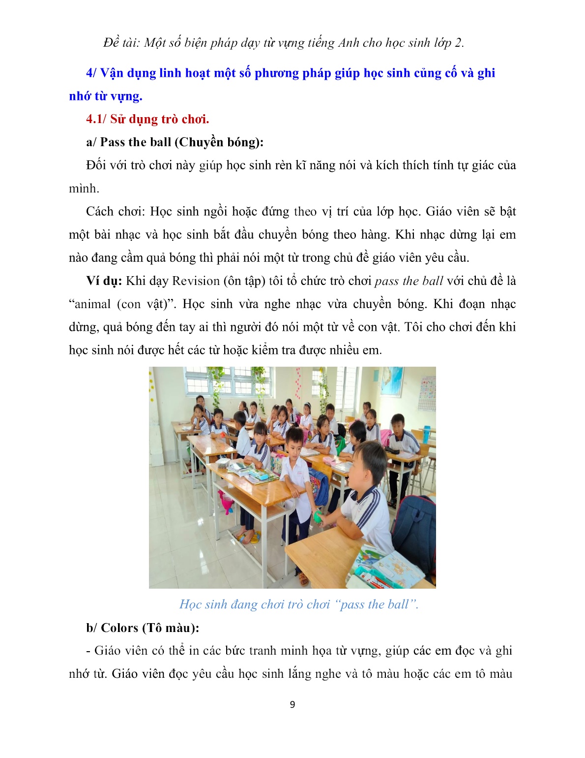 Sáng kiến kinh nghiệm Một số biện pháp dạy từ vựng tiếng Anh cho học sinh Lớp 2 trang 9 Sáng kiến kinh nghiệm Một số biện pháp dạy từ vựng tiếng Anh cho học sinh Lớp 2 trang 9
