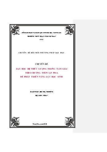 Báo cáo giải pháp Dạy học hệ thức lượng trong tam giác theo hướng tiếp cận Pisa để phát triển năng lực học sinh