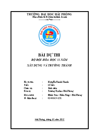 Đề tài Bộ đội hóa học 55 năm: Xây dựng và trưởng thành