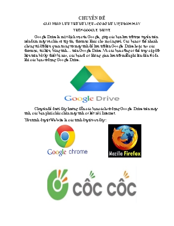 Đề tài Giải pháp lưu trữ dữ liệu - Cơ sở dữ liệu đám mây trên Google Drive