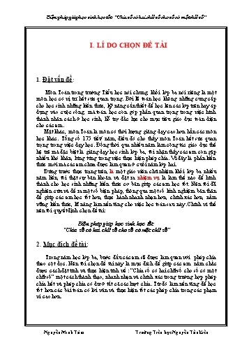 Sáng kiến kinh nghiệm Biện pháp giúp học sinh học tốt: Chia số có hai chữ số cho số có một chữ số