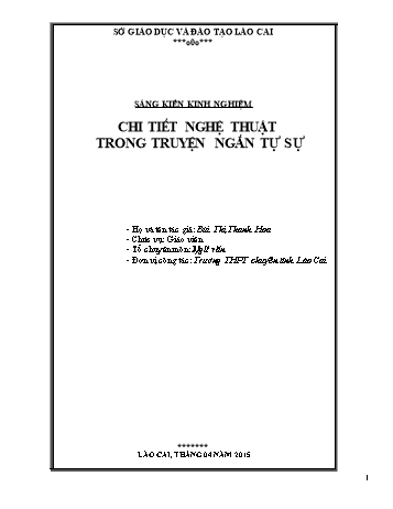 Sáng kiến kinh nghiệm Chi tiết nghệ thuật trong truyện ngắn tự sự