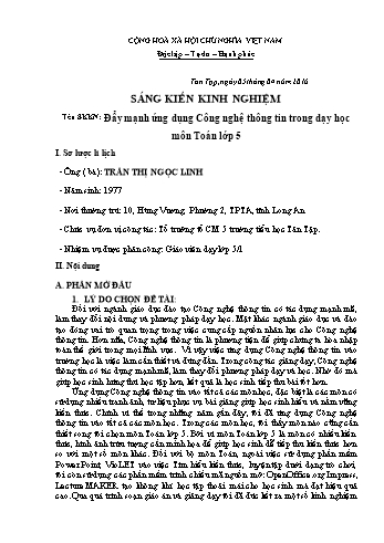 Sáng kiến kinh nghiệm Đẩy mạnh ứng dụng Công nghệ thông tin trong dạy học môn Toán Lớp 5