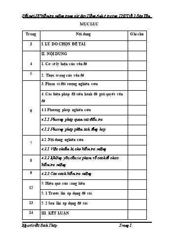 Sáng kiến kinh nghiệm Đổi mới phương pháp kiểm tra miệng trong giờ dạy Tiếng Anh ở trường THPT số 3 Bảo Yên