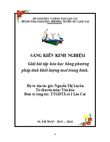 Sáng kiến kinh nghiệm Giải bài tập hóa học bằng phương pháp tính khối lượng mol trung bình