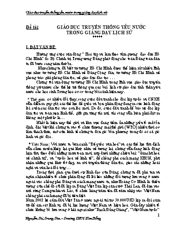 Sáng kiến kinh nghiệm Giáo dục truyền thống yêu nước trong giảng dạy Lịch sử