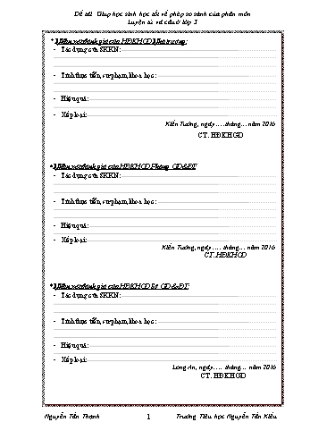 Sáng kiến kinh nghiệm Giúp học sinh học tốt về phép so sánh của phân môn Luyện từ và câu ở Lớp 3