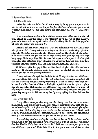 Sáng kiến kinh nghiệm Một số biện pháp bồi dưỡng nâng cao chất lượng chăm sóc giáo dục trong trường mầm non
