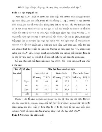 Sáng kiến kinh nghiệm Một số biện pháp dạy từ vựng tiếng Anh cho học sinh Lớp 2