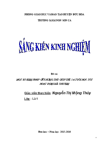 Sáng kiến kinh nghiệm Một số biện pháp gây hứng thú giúp trẻ 5-6 tuổi học tốt hoạt động kể chuyện
